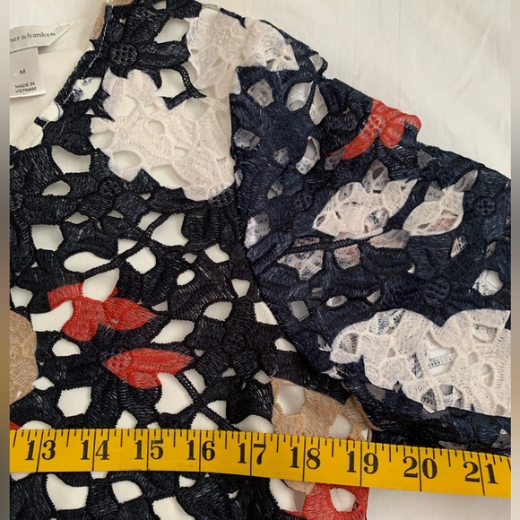 Christopher & Banks Floral  Lace Top with Liner | Navy Red White | Medium - Picture 6 of 8